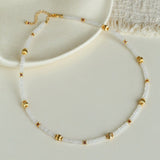 White Jade Beaded Necklace - floysun