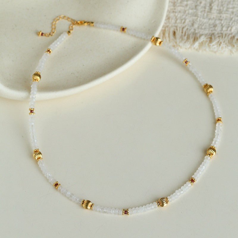 White Jade Beaded Necklace - floysun