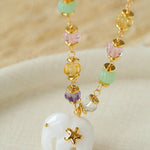 White Jade Elephant Glass Beaded Necklace - floysun