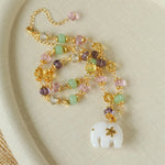 White Jade Elephant Glass Beaded Necklace - floysun