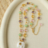 White Jade Elephant Glass Beaded Necklace - floysun