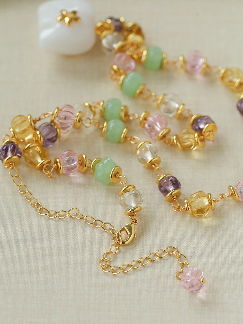 White Jade Elephant Glass Beaded Necklace - floysun