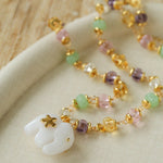 White Jade Elephant Glass Beaded Necklace - floysun