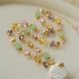 White Jade Elephant Glass Beaded Necklace - floysun