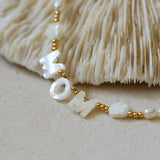 White Mother of Pearl Custom Initial Pearl Necklace - floysun