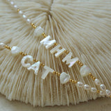 White Mother of Pearl Custom Initial Pearl Necklace - floysun