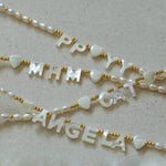 White Mother of Pearl Custom Initial Pearl Necklace - floysun