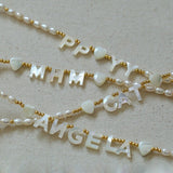 White Mother of Pearl Custom Initial Pearl Necklace - floysun