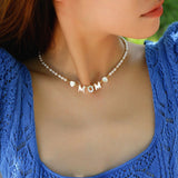White Mother of Pearl Custom Initial Pearl Necklace - floysun