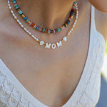 White Mother of Pearl Custom Initial Pearl Necklace - floysun