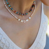 White Mother of Pearl Custom Initial Pearl Necklace - floysun