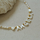 White Mother of Pearl Custom Initial Pearl Necklace - floysun