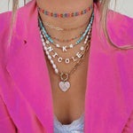 White Mother of Pearl Custom Initial Pearl Necklace - floysun