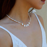 White Mother of Pearl Custom Initial Pearl Necklace - floysun