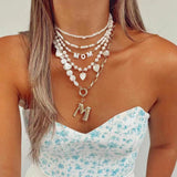 White Mother of Pearl Custom Initial Pearl Necklace - floysun