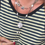 White Mother - of - Pearl Flower Y Necklace with Gold Ore & Pearls - floysun