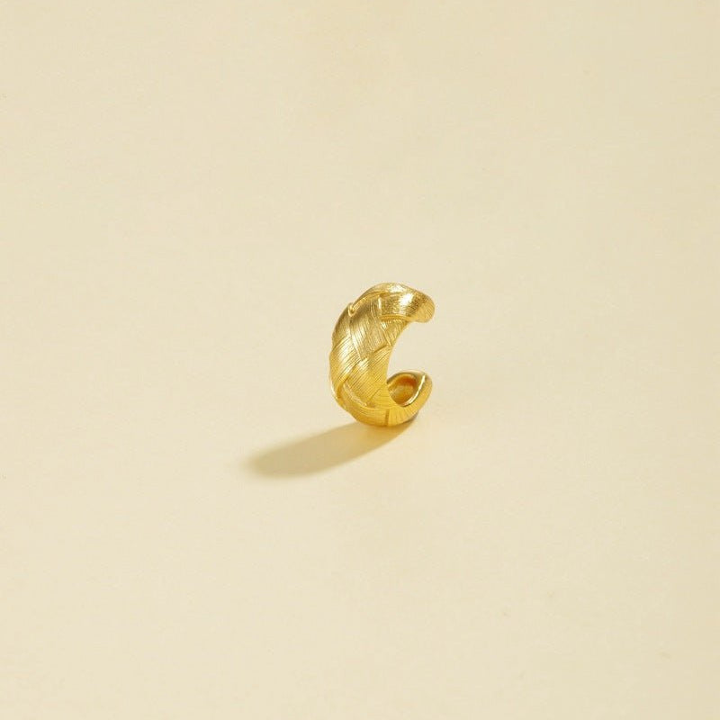 Woven Textured Brushed C - Shape Ear Cuff - floysun