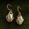 Wrapped Gold Frame Natural Baroque Pearl Drop Earrings - floysun