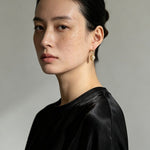 Wrapped Gold Frame Natural Baroque Pearl Drop Earrings - floysun
