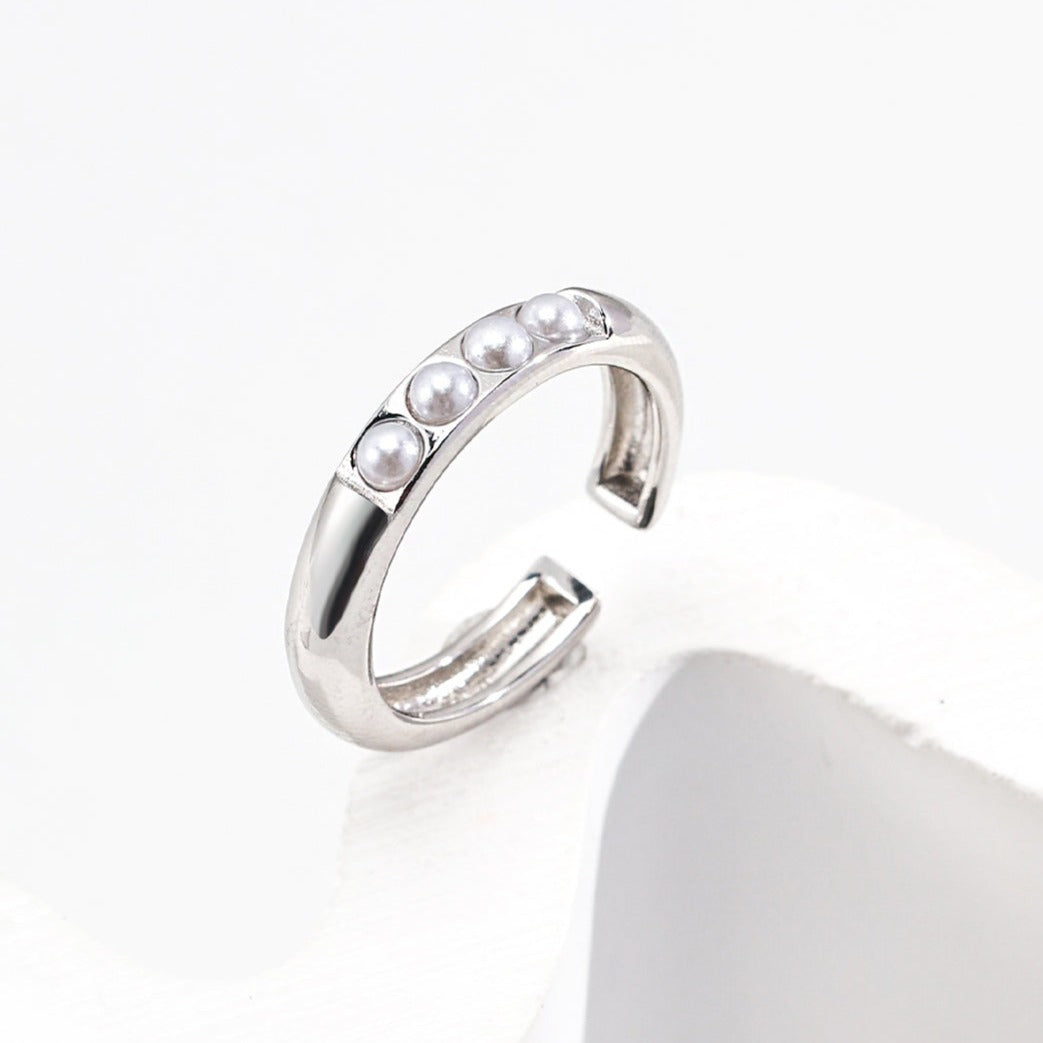Minimalist Shell Beads Open Ring