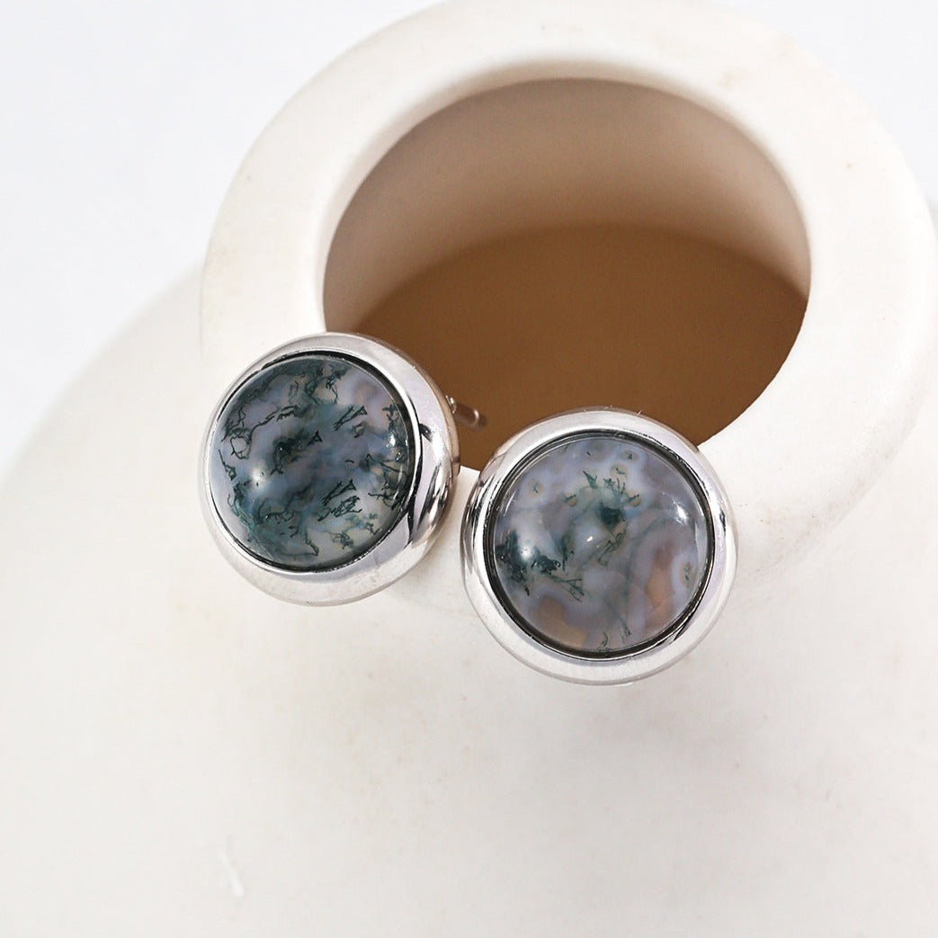Water Grass Onyx Gemstone Stud Earrings