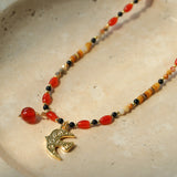 Dream Island Flaming Bird Beaded Necklace