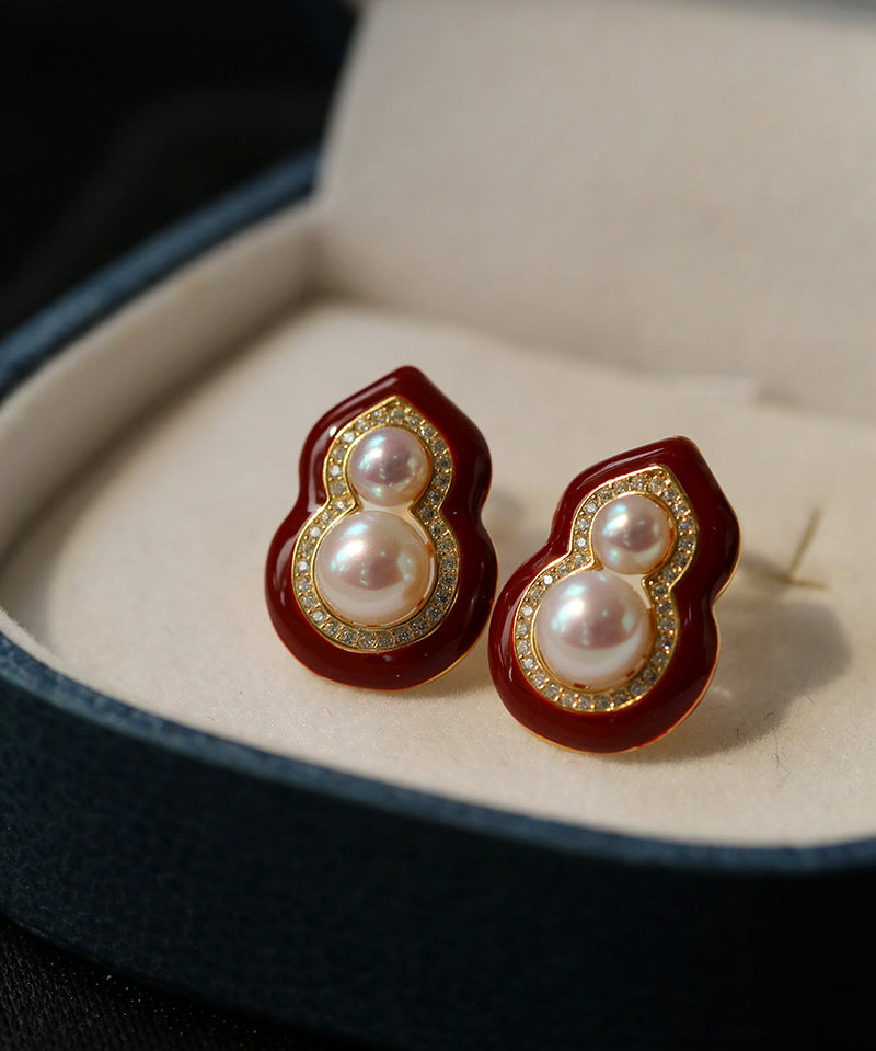 Angora Red Pearl Gourd Studs