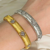 Clover Brushed Pavé Bangle