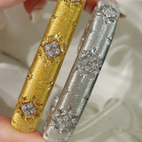 Clover Brushed Pavé Bangle