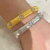 Clover Brushed Pavé Bangle