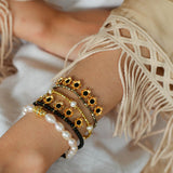 Bohemian Faceted Gold Bead Bracelet – Colorful Gemstone or Pearl Style