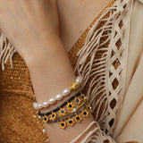 Bohemian Faceted Gold Bead Bracelet – Colorful Gemstone or Pearl Style