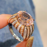 Romantic Pink Padparadscha Striped Ring