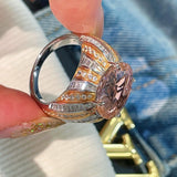 Romantic Pink Padparadscha Striped Ring