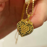 Vintage Black Agate Heart Necklace