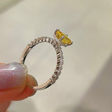 Minimalist Lemon Yellow Diamond Ice Sugar Princess Ring