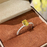 Minimalist Lemon Yellow Diamond Ice Sugar Princess Ring