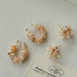 Cluster Pink & Purple Freshwater Pearl Earrings – Blooming Cherry Blossom Design