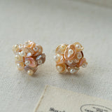 Cluster Pink & Purple Freshwater Pearl Earrings – Blooming Cherry Blossom Design