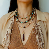 Natural Shell & Tiger Eye Stone Necklace – Earthy Boho Chic
