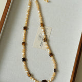 Natural Shell & Tiger Eye Stone Necklace – Earthy Boho Chic