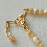 Natural Shell & Tiger Eye Stone Necklace – Earthy Boho Chic