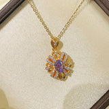 Vintage Bauhinia Flower Necklace – Purple Lab-Grown Diamond