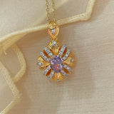 Vintage Bauhinia Flower Necklace – Purple Lab-Grown Diamond