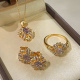 Vintage Bauhinia Flower Necklace – Purple Lab-Grown Diamond