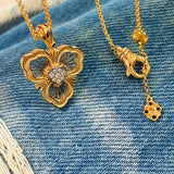 Lucky Clover Opera Heart Necklace