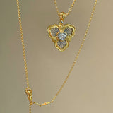 Lucky Clover Opera Heart Necklace