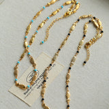 Multi-Fish Black Onyx & Blue Turquoise Necklace