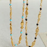 Multi-Fish Black Onyx & Blue Turquoise Necklace
