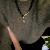 Little Fish Black Onyx & Baroque Pearl Necklace